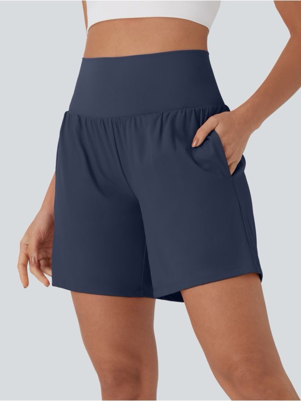 Halara SoftlyZero™ Airy Super High Waisted 2-in-1 InstantCool Yoga Shorts 7" XL